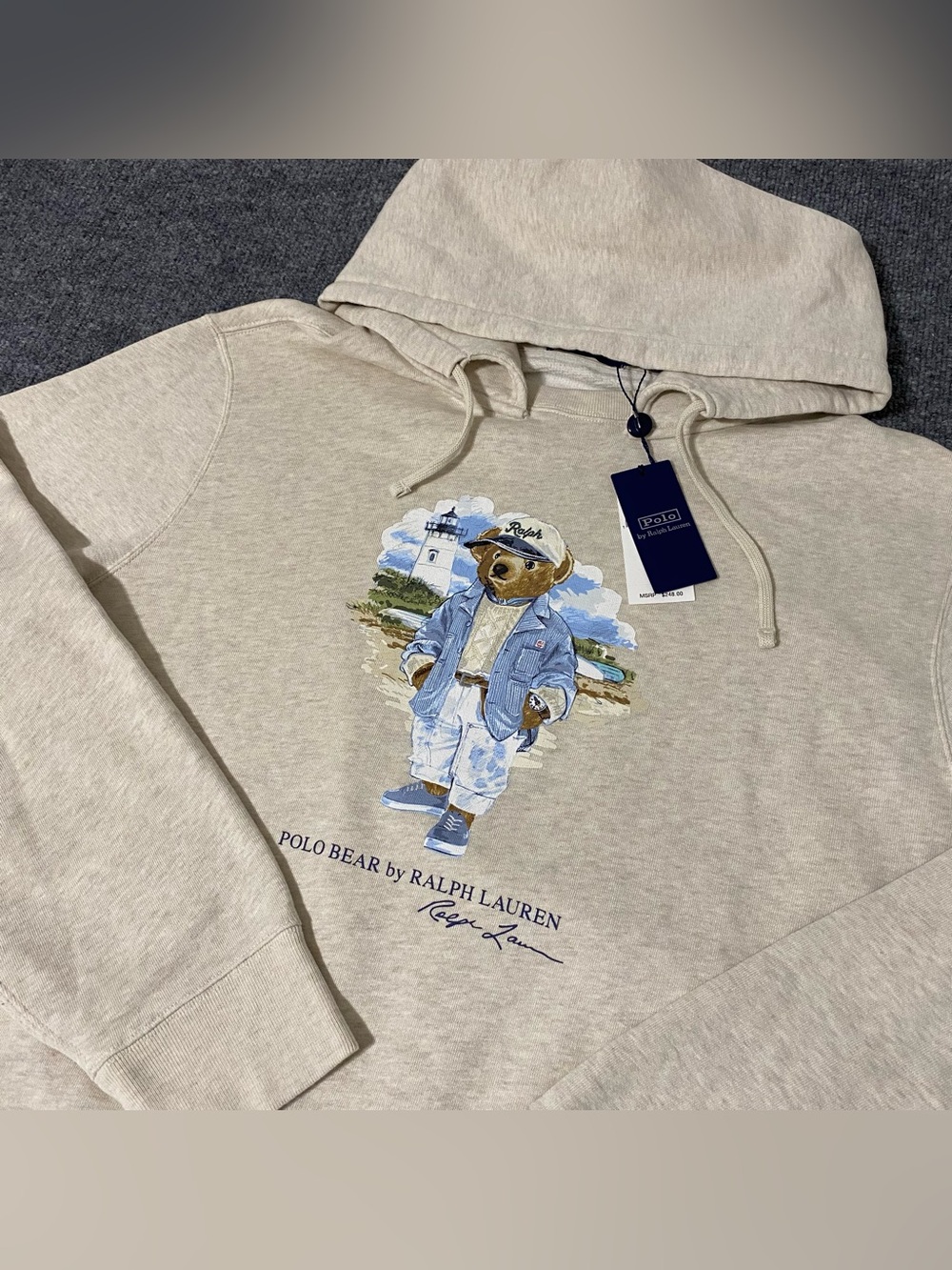 Polo Ralph Lauren Polo Bear By The Sea Slub Fleece Hoodie XL Chalk Studio NWT
